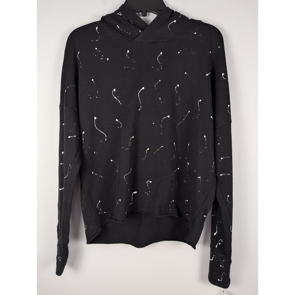 NWT Bobi Los Angeles Hoodie Sweatshirt Black and White Paint Splatter Size XS